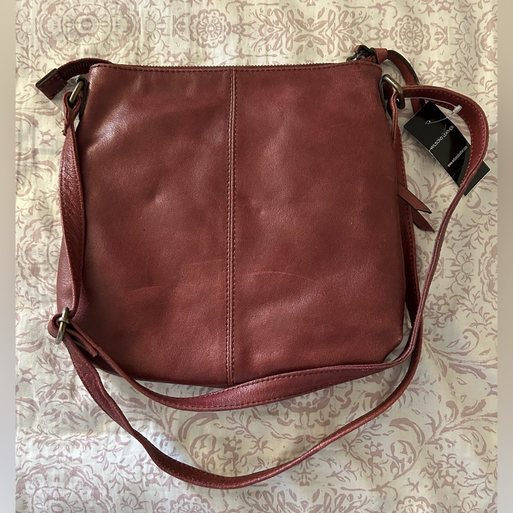 Wilsons Leather Crossbody Brown Purse Womens Bag Adjustable Strap NWT$100
